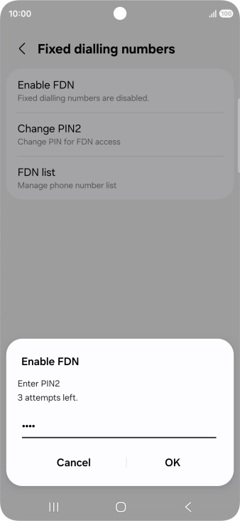 Key in your PIN2 and press OK. Key in your PIN2 and press OK.