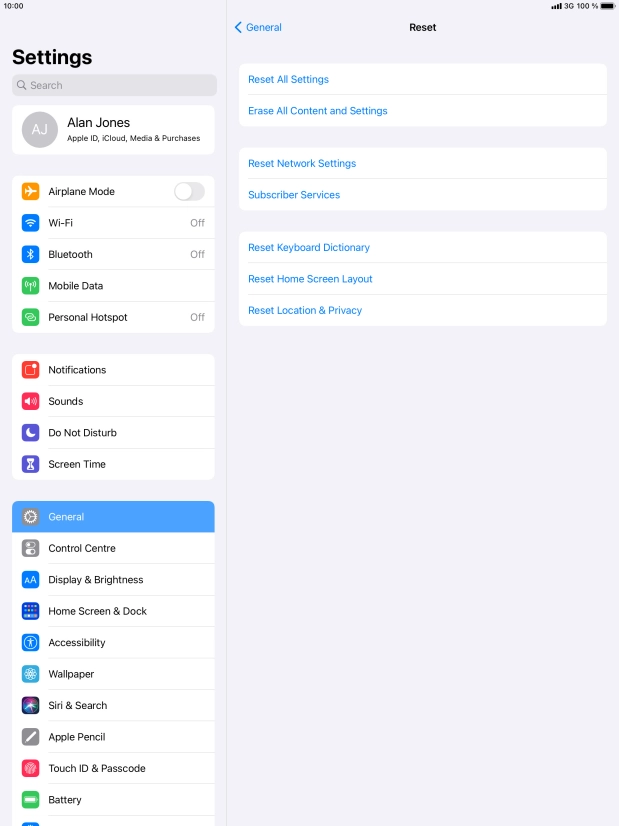 Press Reset All Settings. Press Reset All Settings.
