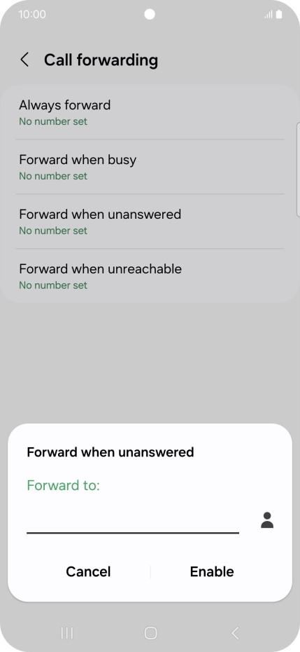 Key in (prefix) 5 (your phone number) and press Enable.