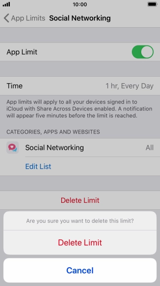 Press Delete Limit.