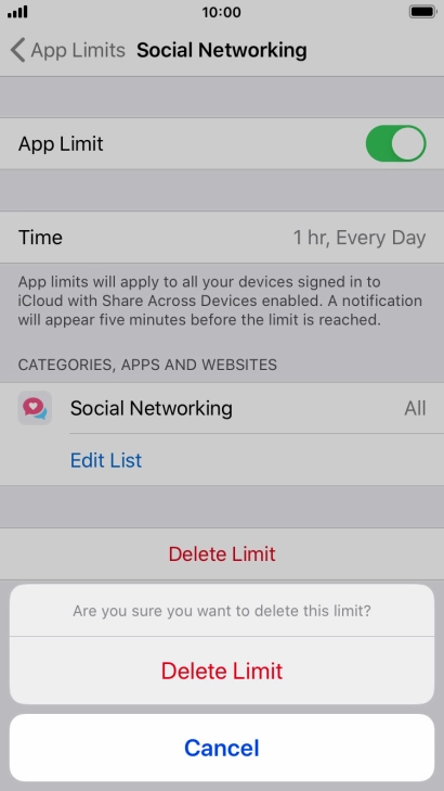 Press Delete Limit.