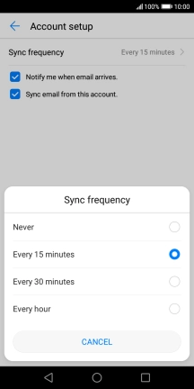 Press the required setting.