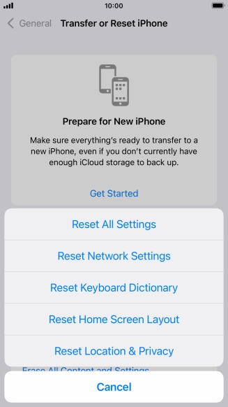 Press Reset All Settings. Press Reset All Settings.
