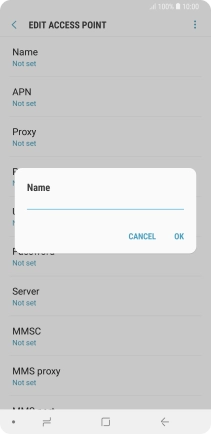 Key in Vodafone Internet and press OK.
