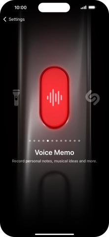 Slide your finger right or left on the screen to select the required function.