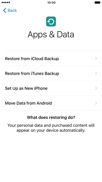 Press Restore from iCloud Backup.