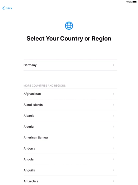 Press the required country or area.