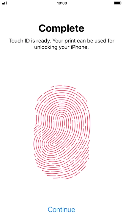Press Continue. If you haven't previously selected a phone lock code, key in a code of your own choice twice.