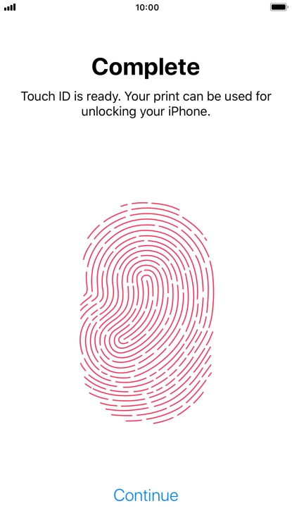 Press Continue. If you haven't previously selected a phone lock code, key in a code of your own choice twice.