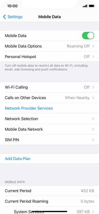Press Add Data Plan.