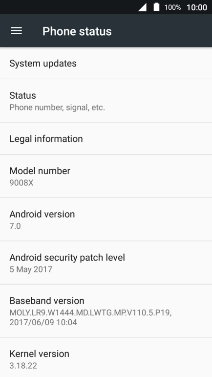 Press System updates. If a new software version is available, it's displayed. Follow the instructions on the screen to update the phone software.