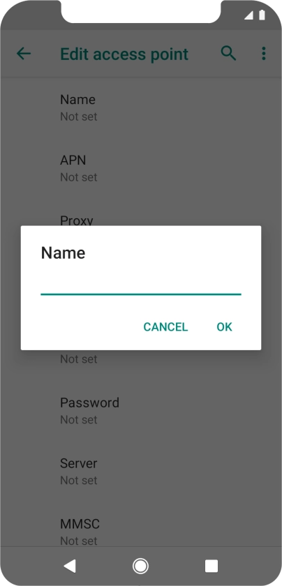 Key in Vodafone Internet and press OK.