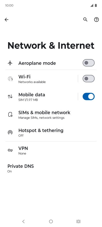Press SIMs & mobile network.