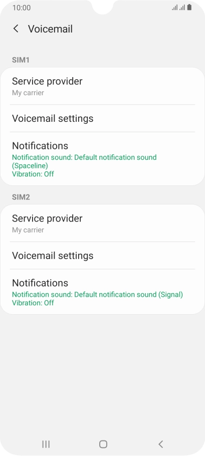 Press Voicemail settings. Press Voicemail settings.