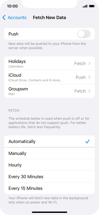 If you turn off the function, press the required setting.