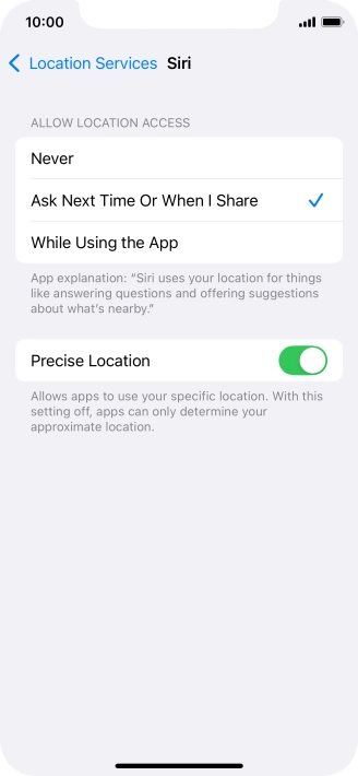 Press the required setting to turn the function on or off.