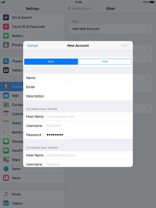Press IMAP.