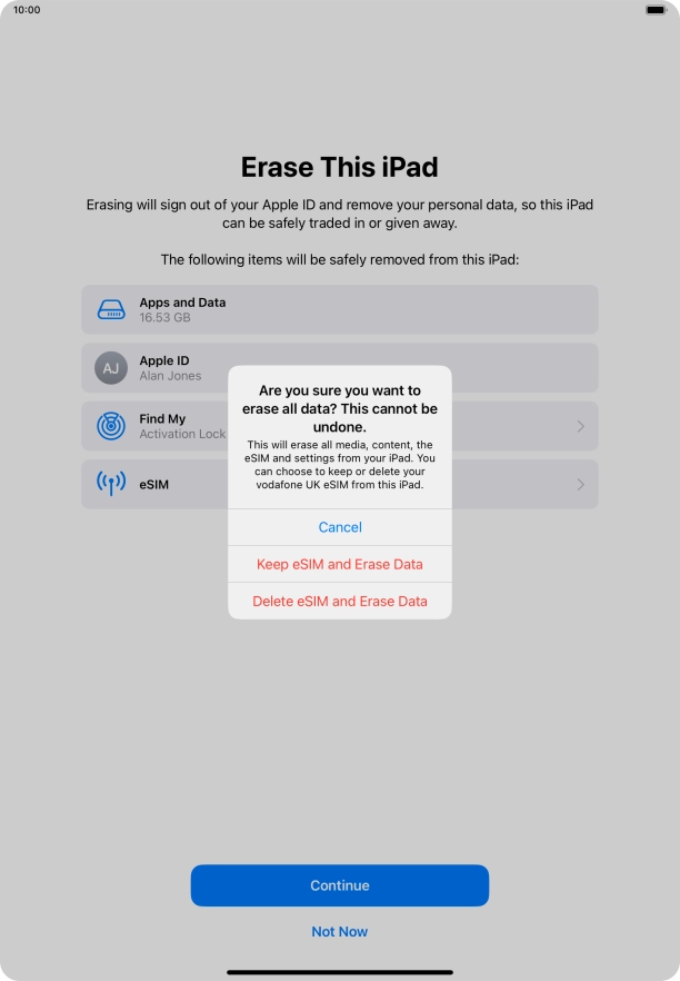 Press the required setting. Press the required setting.