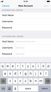 Press Host Name and key in the name or IP address of your email provider's outgoing server. Please note that if you can't send email messages when using your email provider's outgoing server, key in smtp.vodafone.net.au (Vodafone's outgoing server).