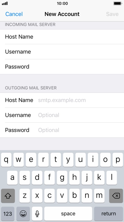 Press Host Name and key in the name or IP address of your email provider's outgoing server. Please note that if you can't send email messages when using your email provider's outgoing server, key in smtp.vodafone.net.au (Vodafone's outgoing server).