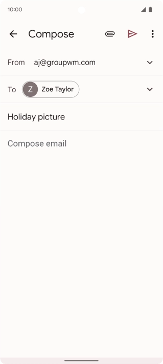 Press the text input field and write the text for your email message. Press the text input field and write the text for your email message.
