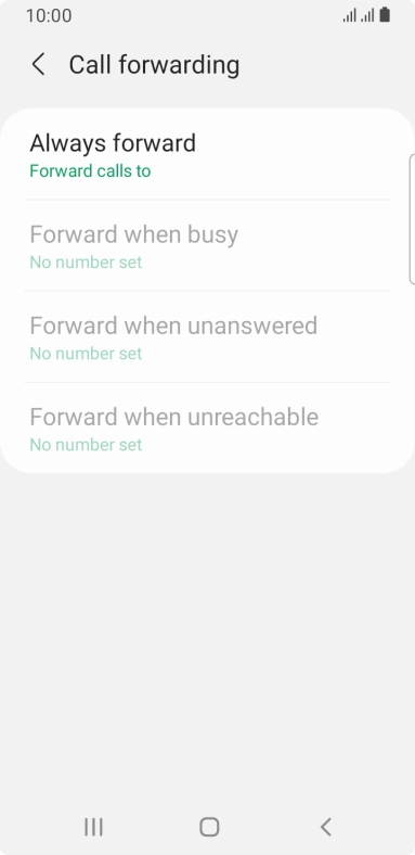 Press the required divert type. Press the required divert type.