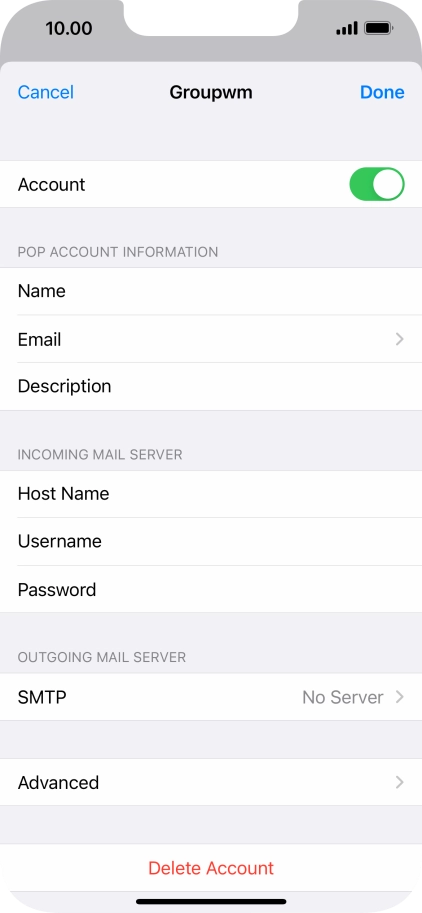 Press SMTP.