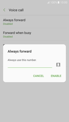 Key in +61414121121 and press ENABLE.