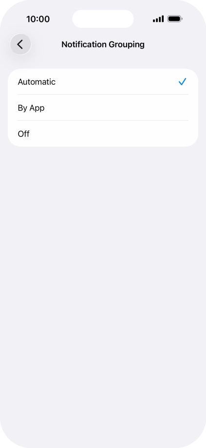 Press the required setting.
