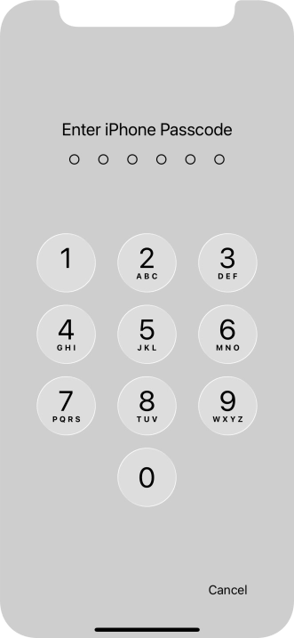 Use the phone lock code you created.