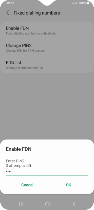 Key in your PIN2 and press OK.