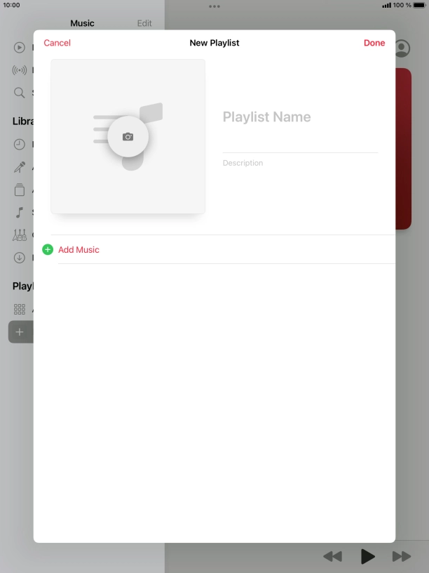 Press the text input field and key in a name for the playlist. Press the text input field and key in a name for the playlist.