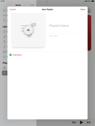 Press the text input field and key in a name for the playlist. Press the text input field and key in a name for the playlist.