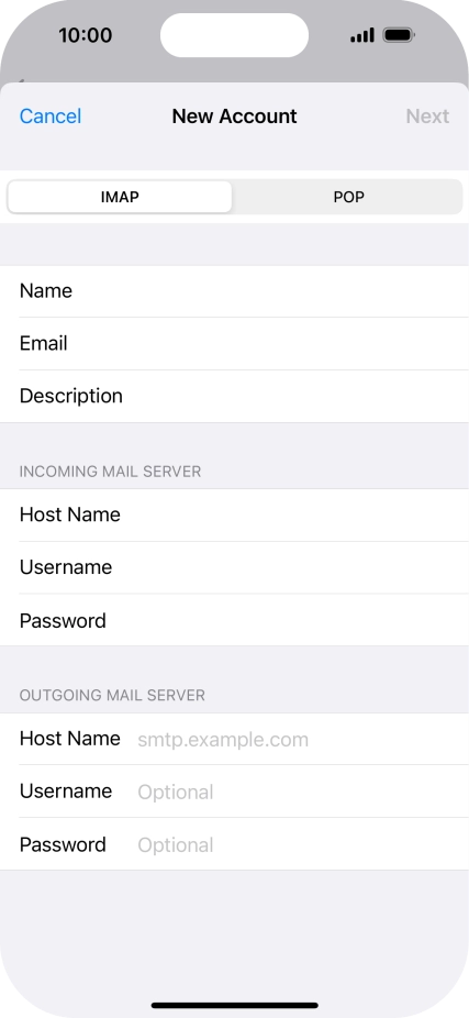 Press Host Name and key in mail.vodafone.ie.