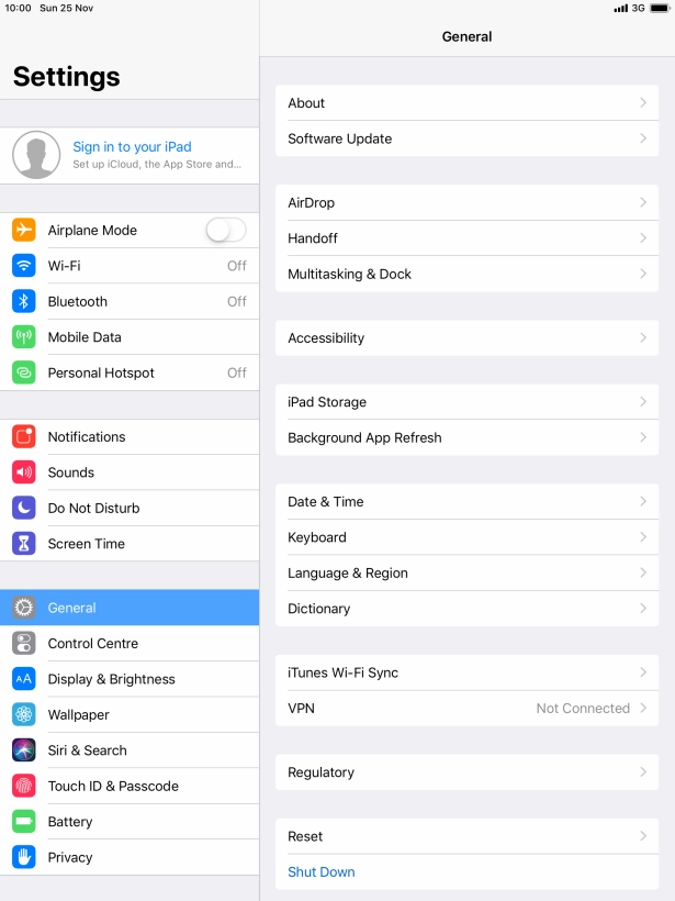 Press Sign in to your iPad.