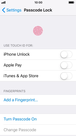 Press Turn Passcode On and key in a phone lock code of your own choice twice.