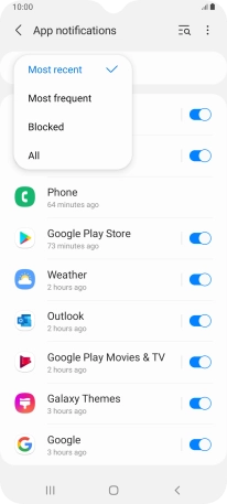Press the required setting.