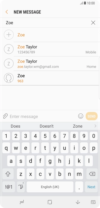 Press the required contact. Press the required contact.