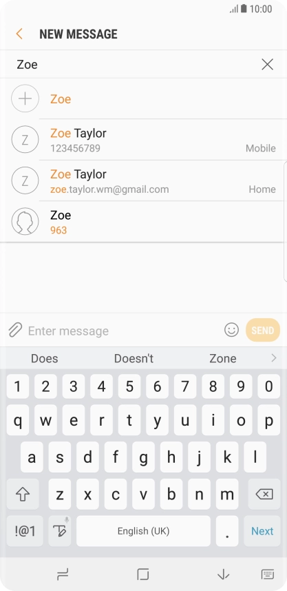 Press the required contact. Press the required contact.