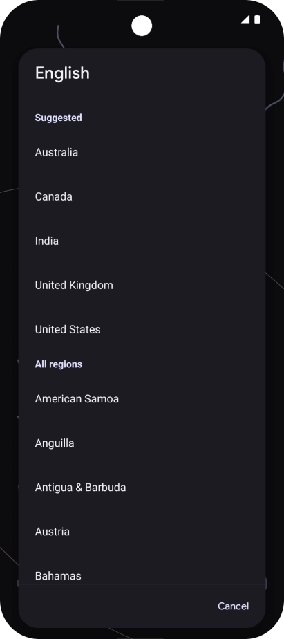 Press the required country or area.