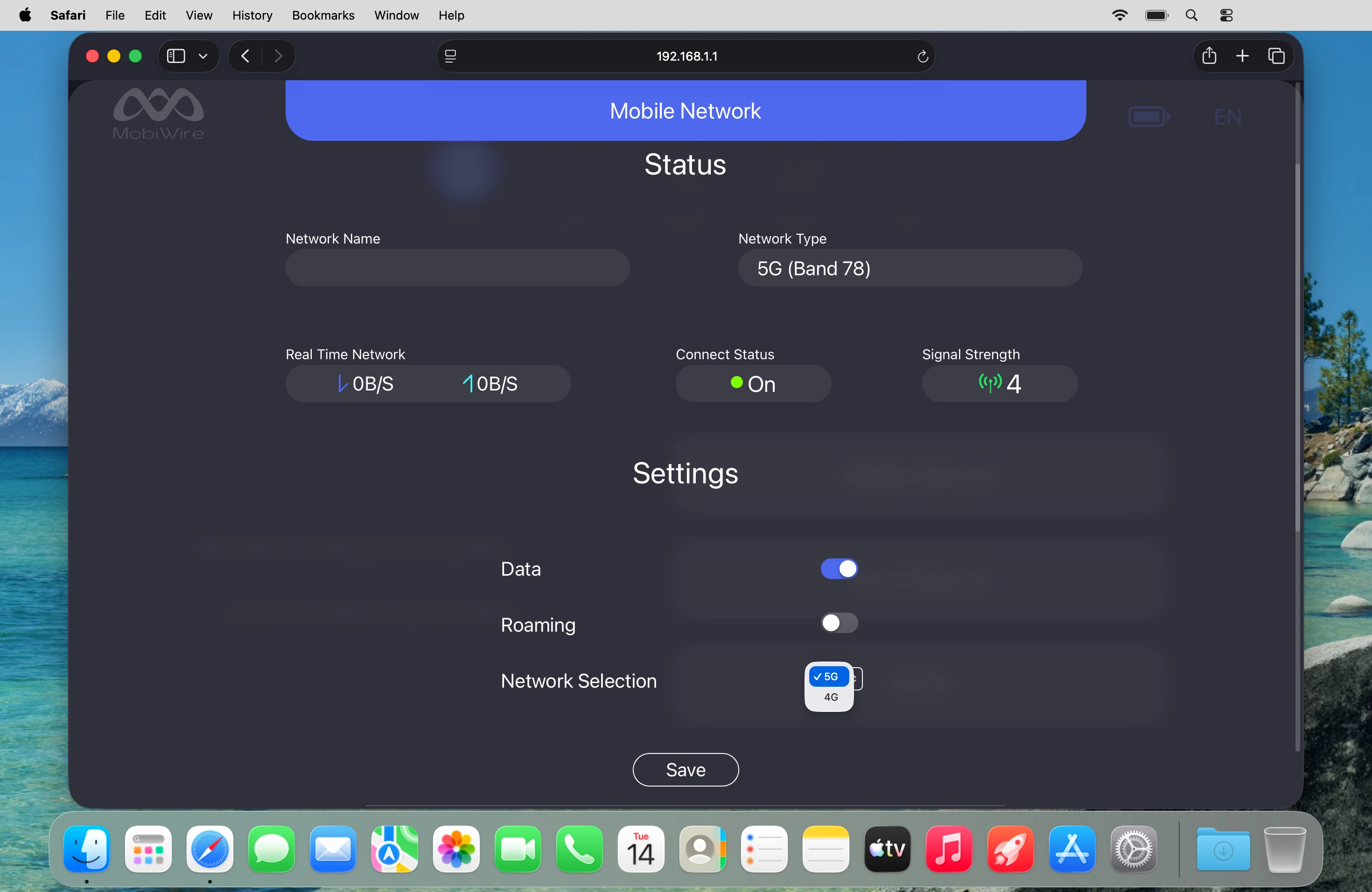 Click the required setting.