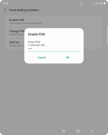 Key in your PIN2 and press OK.