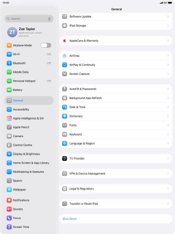 Press Transfer or Reset iPad.