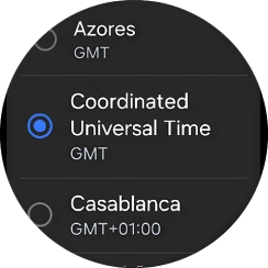Press the required time zone. Press the required time zone.