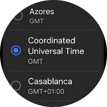Press the required time zone. Press the required time zone.
