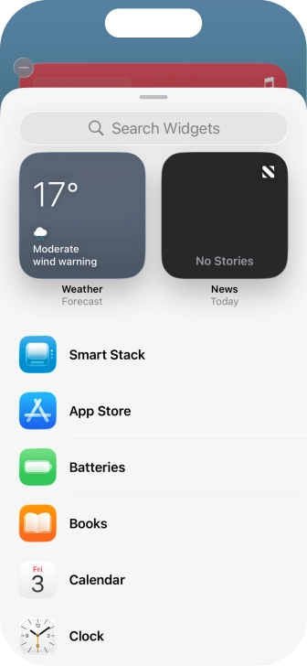 Press the required widget.