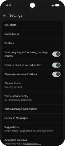 Press Gemini in Messages.