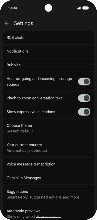 Press Gemini in Messages.
