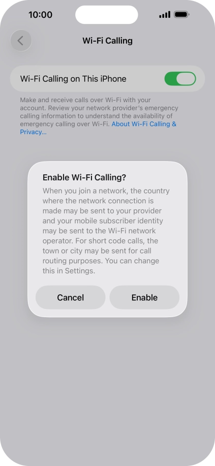 If you turn on the function, press Enable. If you turn on the function, press Enable.