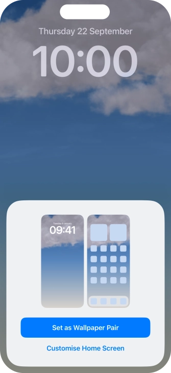 To use the same colour theme on the home screen, press Set as Wallpaper Pair. To use the same colour theme on the home screen, press Set as Wallpaper Pair.